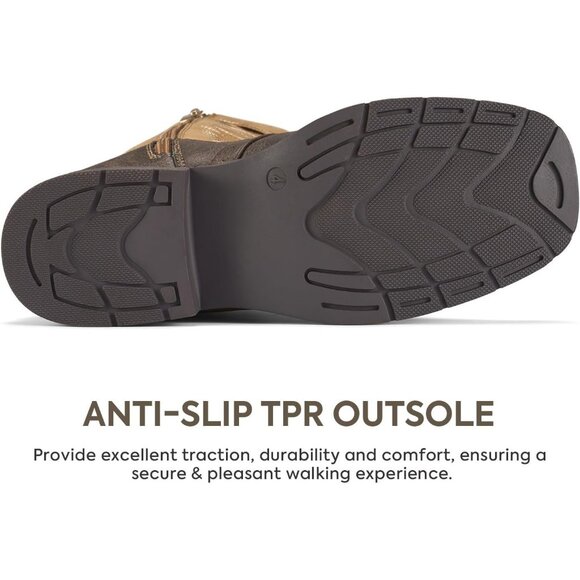 Girls Bronze Brown Western Boots Square Toe Girls Cowgirl Boots Calf High - Picture 3 of 5